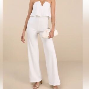 Lulu's power of love Chic White Strapless Jumpsuit size Small NWT